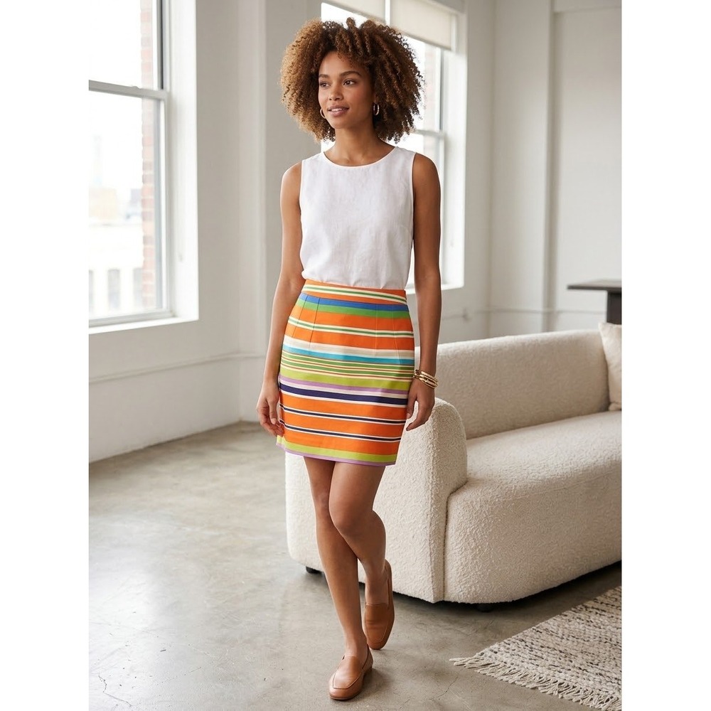 Kate Spade New York Skirt the Rules Multi Color Stripe Cotton Mini Skirt Size 8